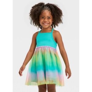 Cat & Jack Girls 3 3t  Turquoise Rainbow Tulle Tutu Dress NWT